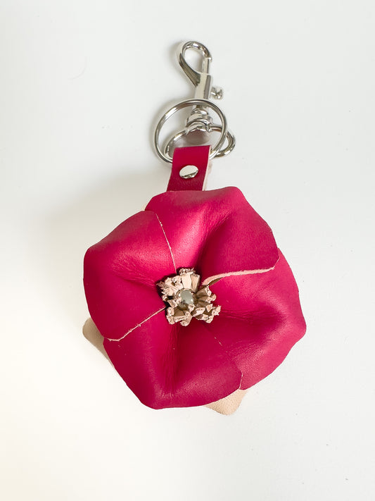 Sanna Leather 3D Flower Key Fob